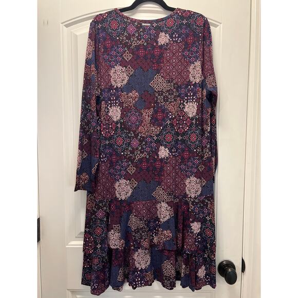 NWT Michael Michael Kors Women’s Patchwork Azalea Tiered Dress Size 2X Purple - Picture 6 of 7